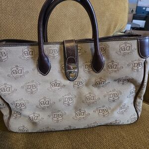 Dooney & Bourke Brown Logo Canvas Tote Bag